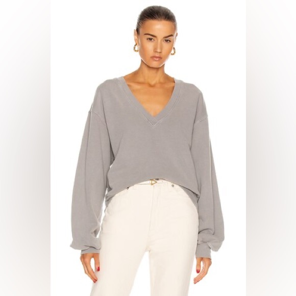 AGOLDE‎ V Neck Balloon Sleeve Sweatshirt Size S - Picture 1 of 6